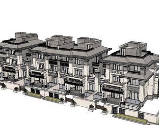联排别墅su免费模型下载(1)