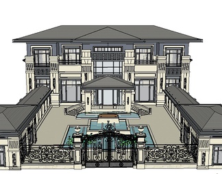别墅庭院su免费模型下载(1)