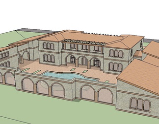 别墅庭院su免费模型下载(1)