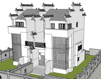 独栋别墅su免费模型下载(1)