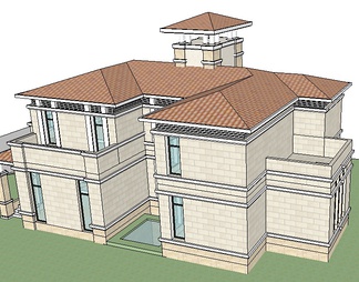 西班牙别墅su免费模型下载(1)