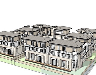 别墅小区su免费模型下载(1)