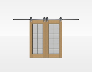 实木滑门su免费模型下载(1)