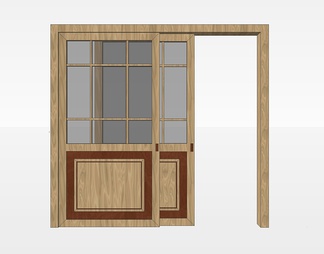 实木滑门su免费模型下载(1)