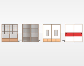 实木滑动门su免费模型下载(1)