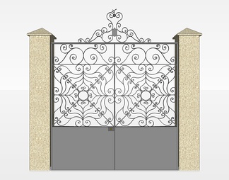 铁艺大门su免费模型下载(1)