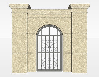 铁艺大门su免费模型下载(1)