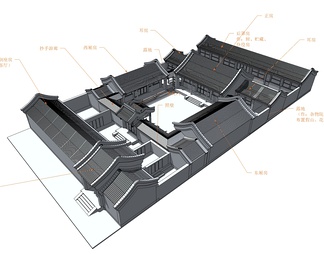 标准北京四合院范例su免费模型下载(1)