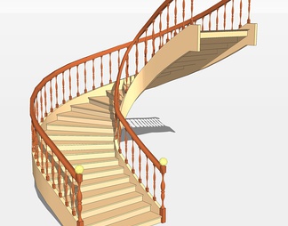 木质楼梯su免费模型下载(1)