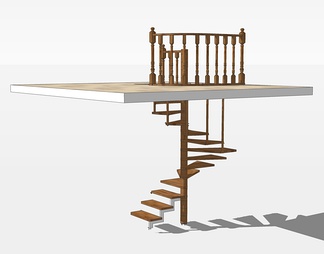 木质楼梯su免费模型下载(1)
