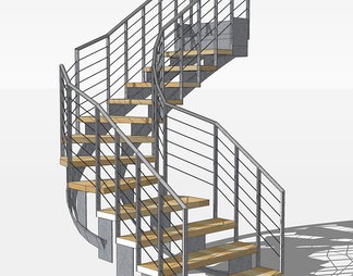 铁艺楼梯su免费模型下载(1)