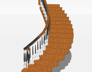 木质楼梯su免费模型下载(1)