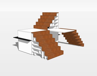 木质楼梯su免费模型下载(1)