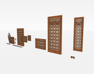 屏风隔断su免费模型下载(1)