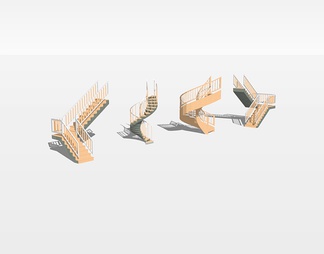 木质楼梯su免费模型下载(1)