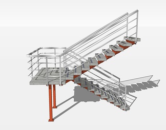铁艺楼梯su免费模型下载(1)