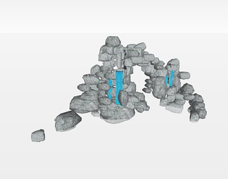 假山石头跌水su免费模型下载(1)