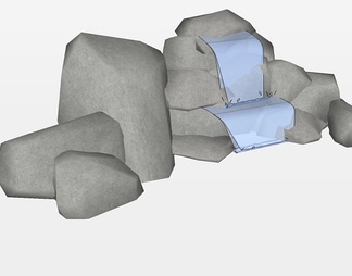 假山石头跌水su免费模型下载(1)