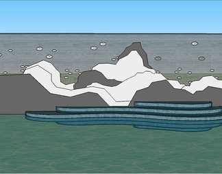 假山石头跌水su免费模型下载(1)