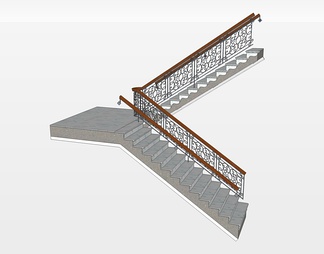 铁艺楼梯su免费模型下载(1)