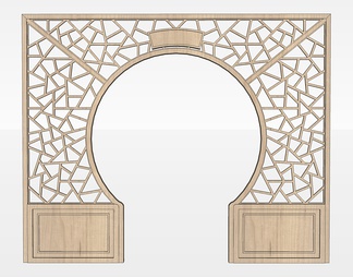 木质屏风隔断su免费模型下载(1)