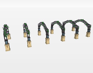 弧形廊架su免费模型下载(1)