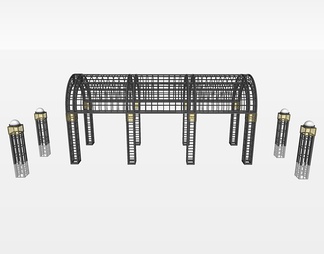 圆形廊架su免费模型下载(1)