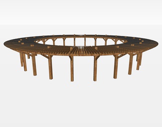 圆形廊架su免费模型下载(1)