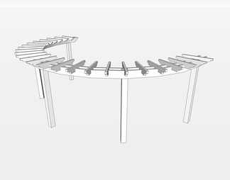 弧形廊架su免费模型下载(1)