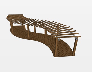 弧形廊架su免费模型下载(1)
