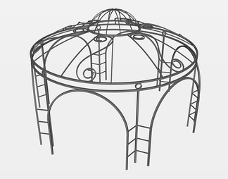 圆形廊架su免费模型下载(1)