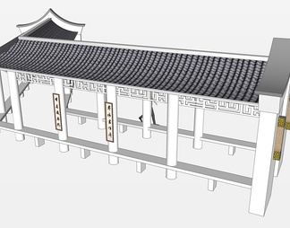 弧形廊架su免费模型下载(1)
