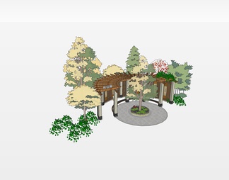 弧形廊架su免费模型下载(1)