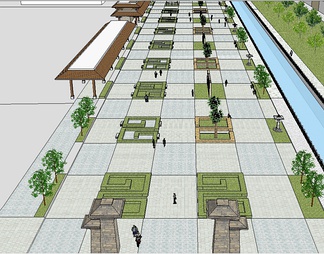 广场景观su免费模型下载(1)