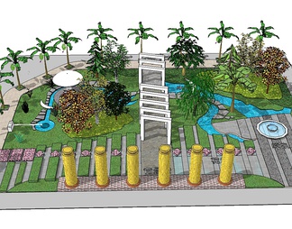 庭院景观su免费模型下载(1)