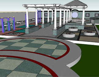 广场景观su免费模型下载(1)