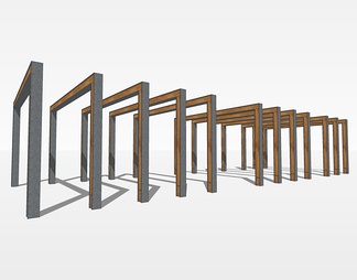 条形廊架su免费模型下载(1)