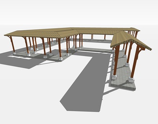 长廊连廊su免费模型下载(1)