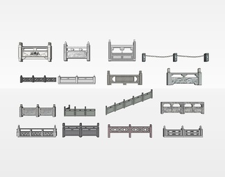 石材栏杆su免费模型下载(1)