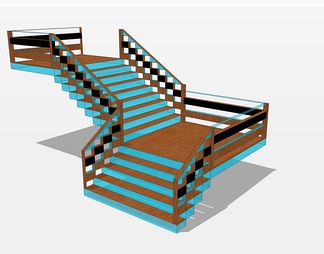 实木楼梯su免费模型下载(1)