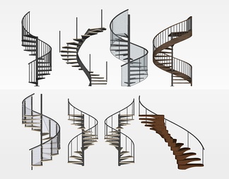旋转楼梯组合su免费模型下载(1)