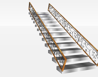 铁艺楼梯su免费模型下载(1)