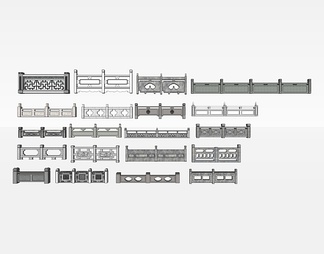 石材栏杆su免费模型下载(1)