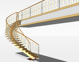 实木楼梯su免费模型下载(1)