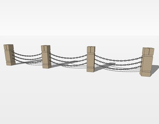 铁索绳索栏杆su免费模型下载(1)