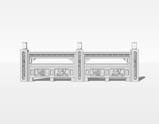 石头栏杆su免费模型下载(1)