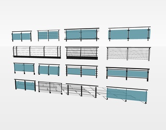 玻璃栏杆护杆su免费模型下载(1)