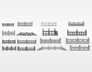 石材栏杆su免费模型下载(1)