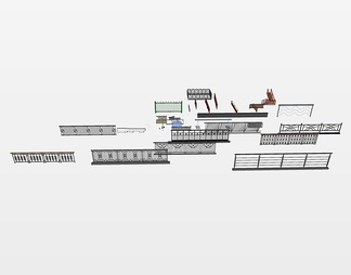 栏杆组合su免费模型下载(1)