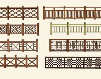 木质栏杆su免费模型下载(1)